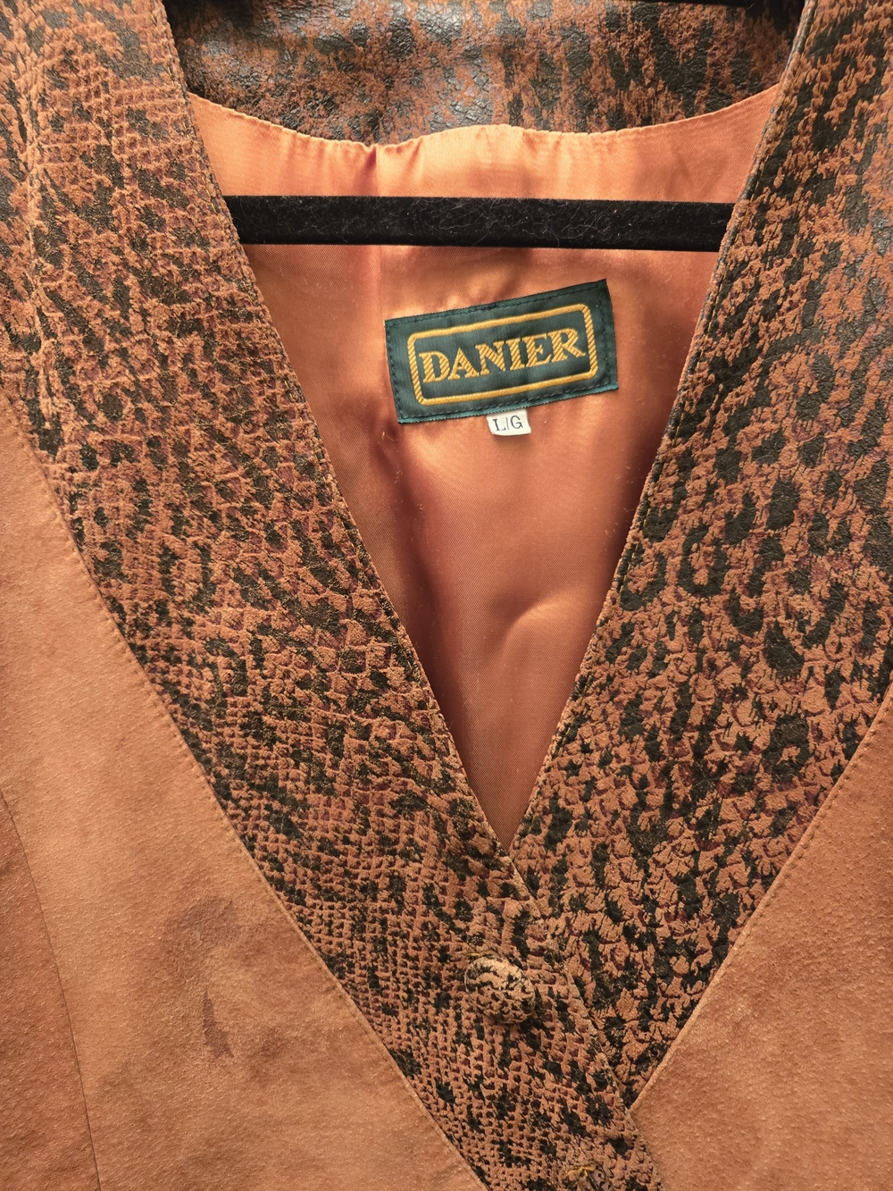Vintage Danier Suede Leather Blazer Jacket LG Snake Print Western 90s - Picture 2 of 11
